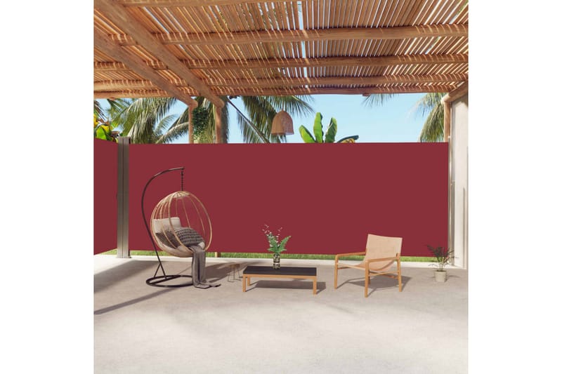 Uttrekkbar sidemarkise 220x1000 cm rød - Rød - Hagemøbler - Solbeskyttelse - Markiser - Balkongmarkise