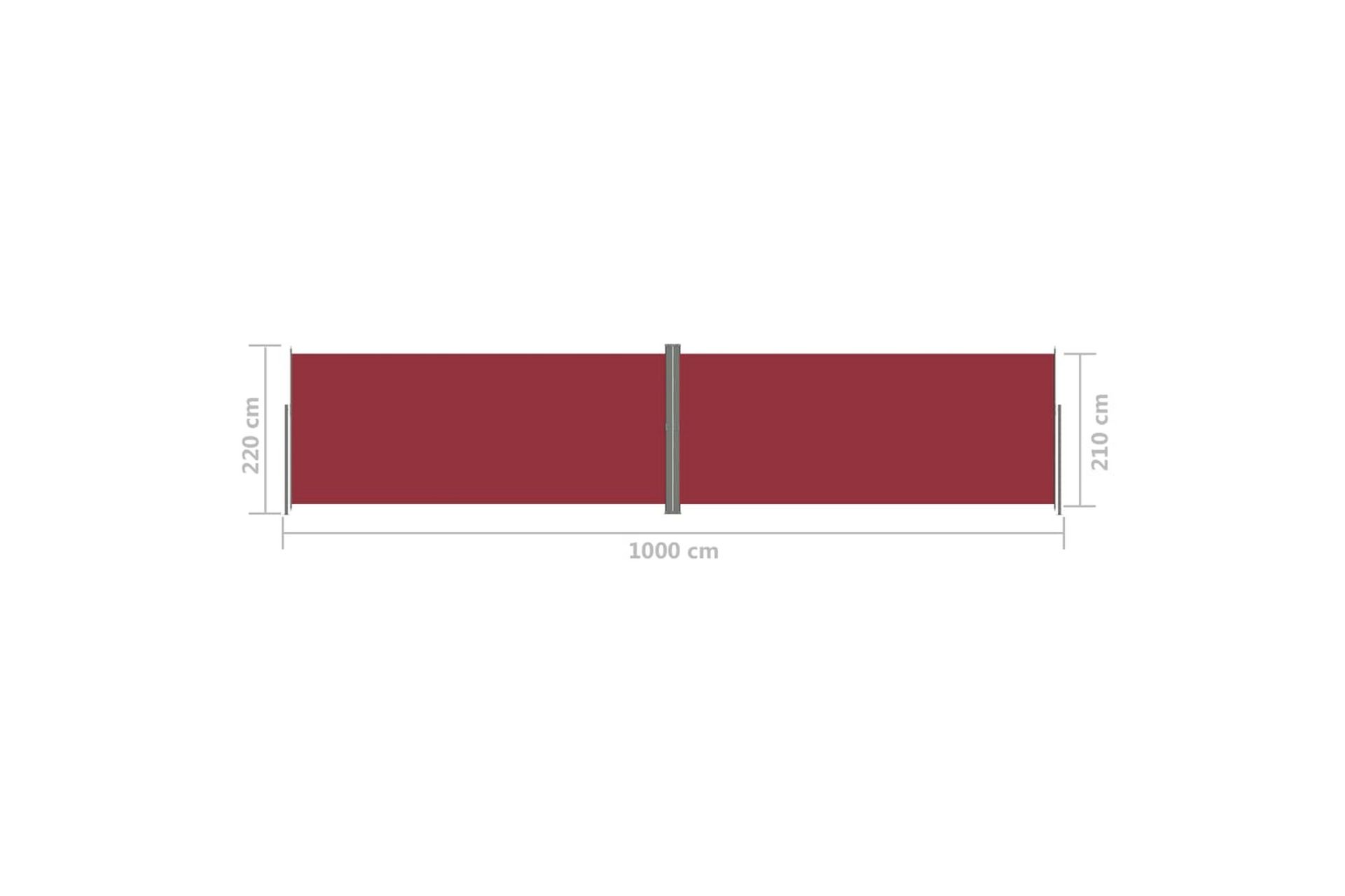 Uttrekkbar sidemarkise 220x1000 cm rød - Rød - Hagemøbler - Solbeskyttelse - Markiser - Balkongmarkise