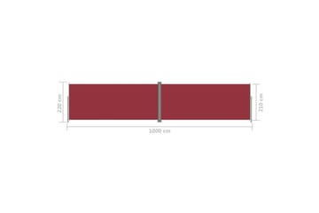 Uttrekkbar sidemarkise 220x1000 cm rød - Rød - Hagemøbler - Solbeskyttelse - Markiser - Balkongmarkise