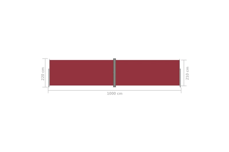 Uttrekkbar sidemarkise 220x1000 cm rød - Rød - Hagemøbler - Solbeskyttelse - Markiser - Balkongmarkise