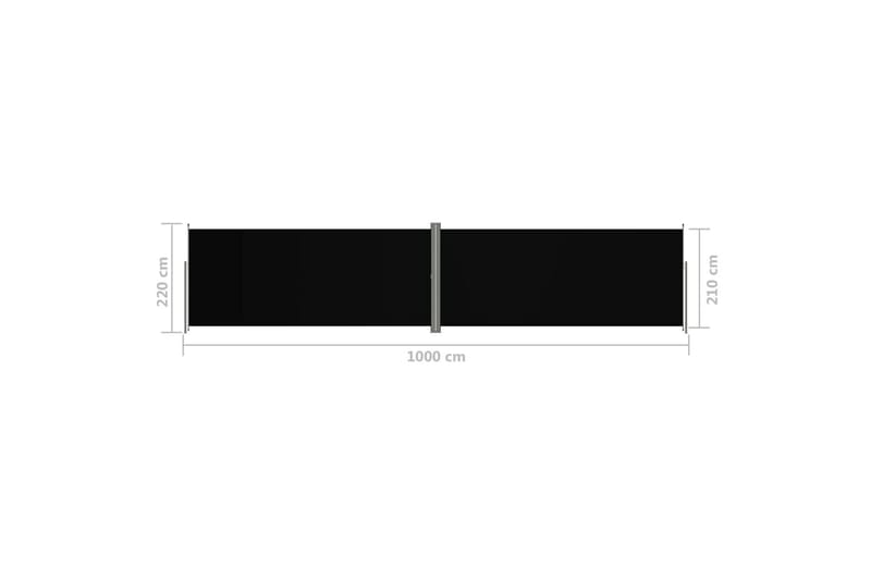 Uttrekkbar sidemarkise 220x1000 cm svart - Svart - Hagemøbler - Solbeskyttelse - Markiser - Balkongmarkise
