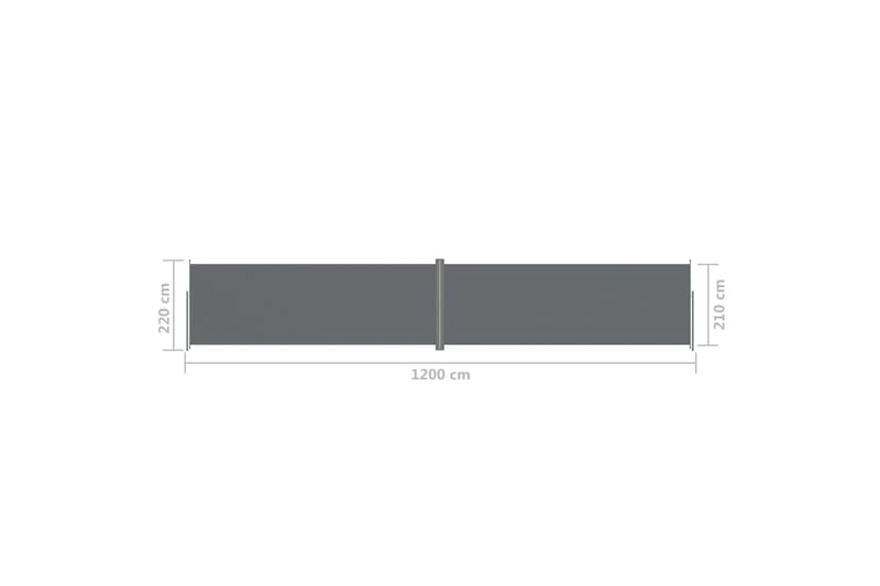 Uttrekkbar sidemarkise 220x1200 cm antrasitt - Antrasittgrå - Balkongmarkise - Markiser - Sidemarkise - Balkongbeskyttelse