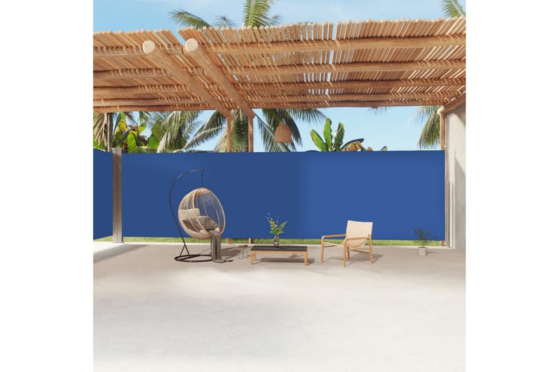 Uttrekkbar sidemarkise 220x1200 cm blå - Blå - Hagemøbler - Solbeskyttelse - Markiser - Balkongmarkise