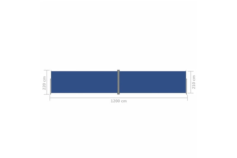 Uttrekkbar sidemarkise 220x1200 cm blå - Blå - Balkongmarkise - Markiser - Sidemarkise - Balkongbeskyttelse