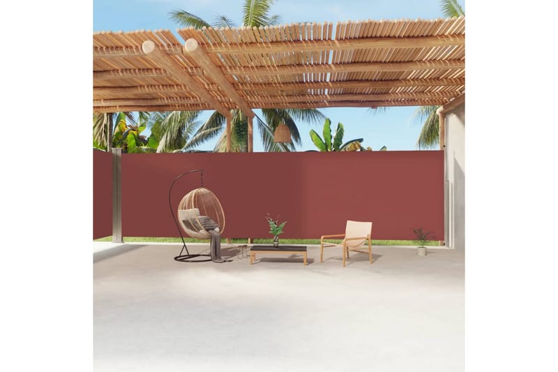 Uttrekkbar sidemarkise 220x1200 cm brun - Brun - Hagemøbler - Solbeskyttelse - Markiser - Balkongmarkise