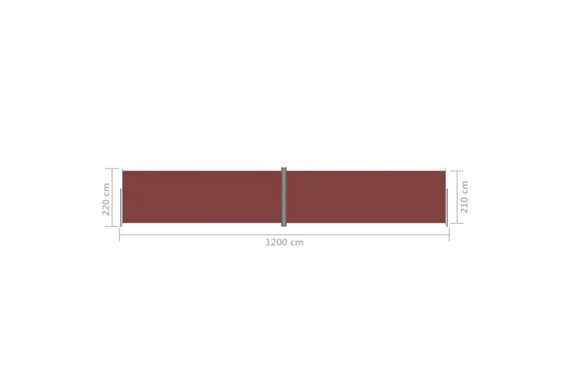 Uttrekkbar sidemarkise 220x1200 cm brun - Brun - Balkongmarkise - Markiser - Sidemarkise - Balkongbeskyttelse