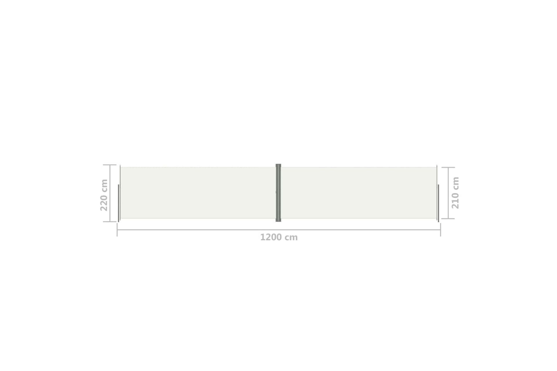 Uttrekkbar sidemarkise 220x1200 cm kremhvit - Krem - Hagemøbler - Solbeskyttelse - Markiser - Balkongmarkise