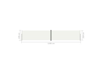 Uttrekkbar sidemarkise 220x1200 cm kremhvit - Krem - Hagemøbler - Solbeskyttelse - Markiser - Balkongmarkise