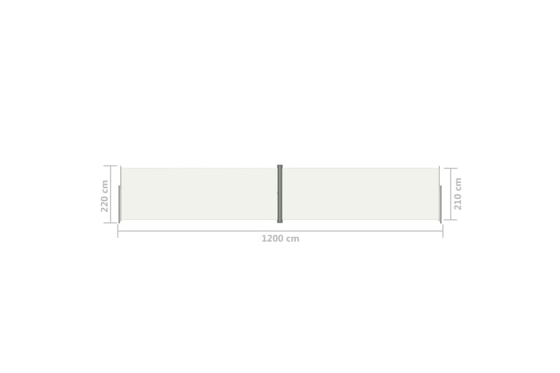 Uttrekkbar sidemarkise 220x1200 cm kremhvit - Krem - Hagemøbler - Solbeskyttelse - Markiser - Balkongmarkise