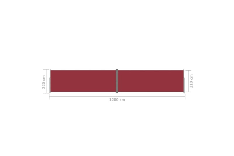 Uttrekkbar sidemarkise 220x1200 cm rød - Rød - Hagemøbler - Solbeskyttelse - Markiser - Balkongmarkise
