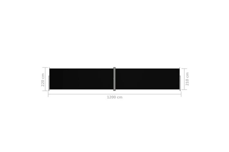 Uttrekkbar sidemarkise 220x1200 cm svart - Svart - Hagemøbler - Solbeskyttelse - Markiser - Balkongmarkise
