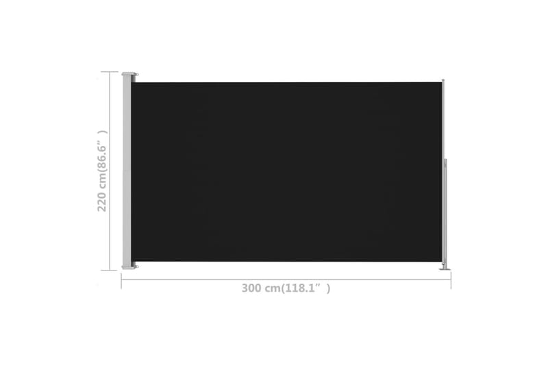 Uttrekkbar sidemarkise 220x300 cm svart - Svart - Hagemøbler - Solbeskyttelse - Markiser - Balkongmarkise