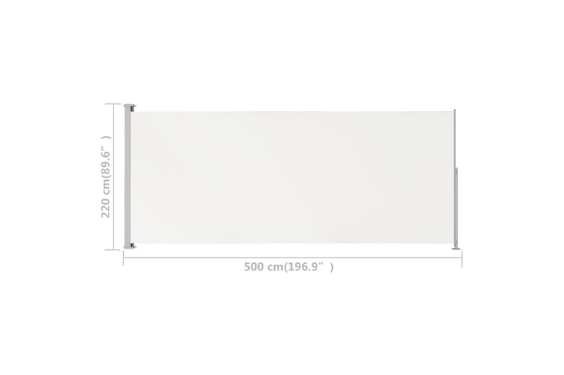 Uttrekkbar sidemarkise 220x500 cm kremhvit - Krem - Hagemøbler - Solbeskyttelse - Markiser - Balkongmarkise