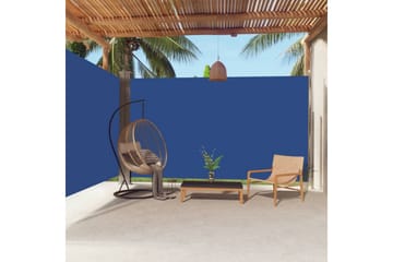 Uttrekkbar sidemarkise 220x600 cm blå - Blå - Hagemøbler - Solbeskyttelse - Markiser - Balkongmarkise