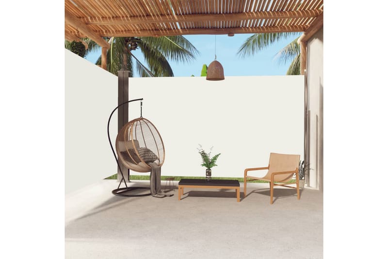 Uttrekkbar sidemarkise 220x600 cm kremhvit - Krem - Hagemøbler - Solbeskyttelse - Markiser - Balkongmarkise