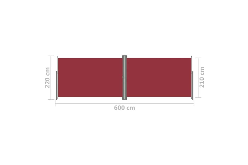 Uttrekkbar sidemarkise 220x600 cm rød - Rød - Hagemøbler - Solbeskyttelse - Markiser - Balkongmarkise