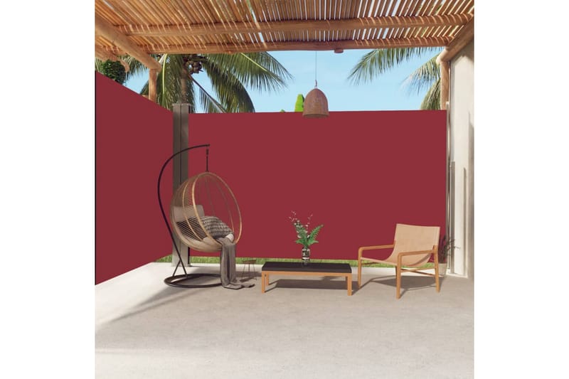 Uttrekkbar sidemarkise 220x600 cm rød - Rød - Hagemøbler - Solbeskyttelse - Markiser - Balkongmarkise