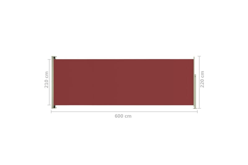 Uttrekkbar sidemarkise 220x600 cm rød - Rød - Hagemøbler - Solbeskyttelse - Markiser - Balkongmarkise