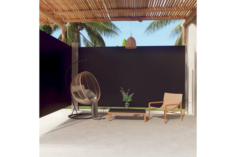 Uttrekkbar sidemarkise 220x600 cm svart - Svart - Hagemøbler - Solbeskyttelse - Markiser - Balkongmarkise