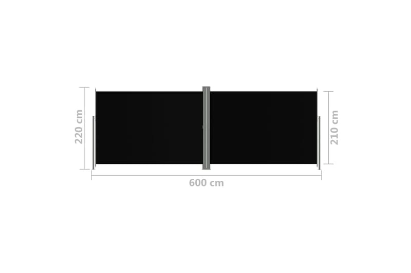 Uttrekkbar sidemarkise 220x600 cm svart - Svart - Hagemøbler - Solbeskyttelse - Markiser - Balkongmarkise