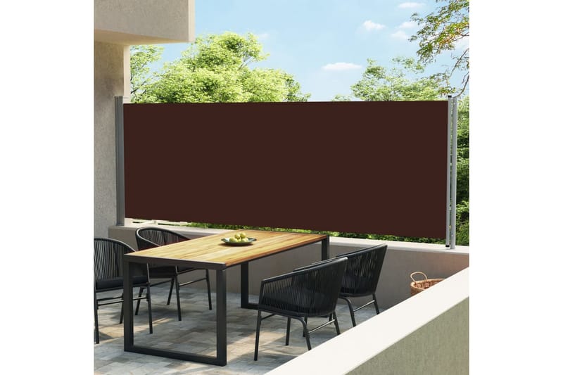 Uttrekkbar sidemarkise 600x160 cm brun - Brun - Balkongmarkise - Markiser - Sidemarkise - Balkongbeskyttelse
