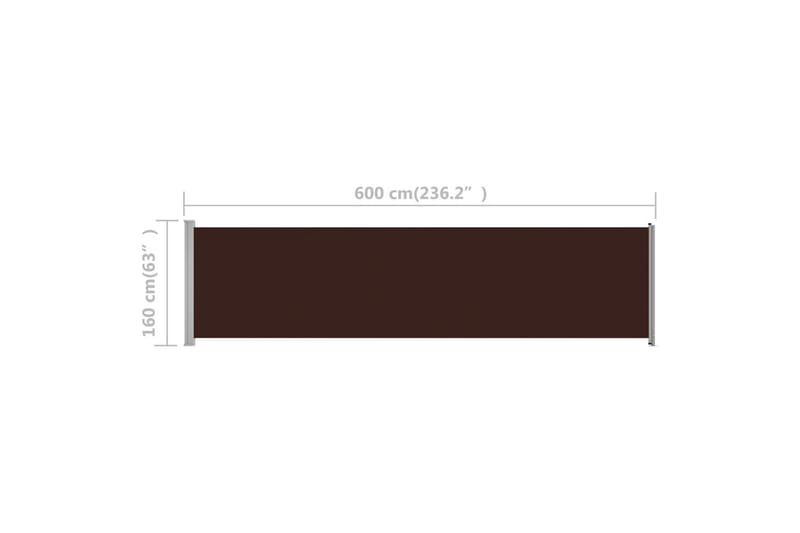 Uttrekkbar sidemarkise 600x160 cm brun - Brun - Hagemøbler - Solbeskyttelse - Markiser - Balkongmarkise