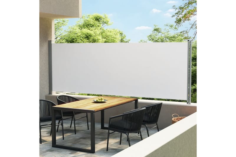Uttrekkbar sidemarkise 600x160 cm kremhvit - Krem - Hagemøbler - Solbeskyttelse - Markiser - Balkongmarkise
