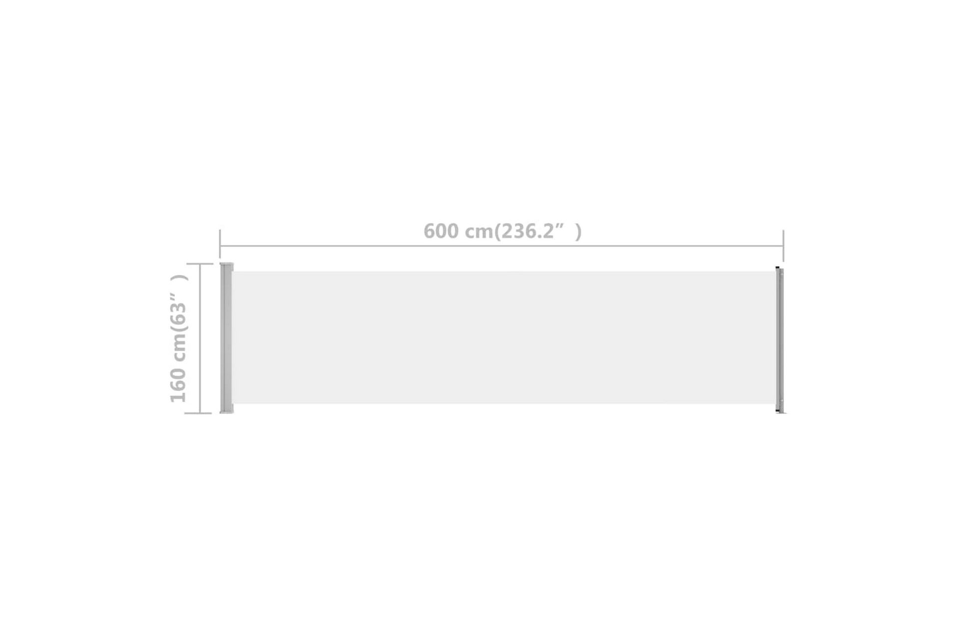 Uttrekkbar sidemarkise 600x160 cm kremhvit - Krem - Hagemøbler - Solbeskyttelse - Markiser - Balkongmarkise