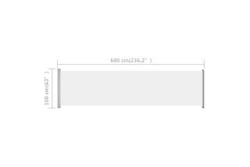 Uttrekkbar sidemarkise 600x160 cm kremhvit - Krem - Hagemøbler - Solbeskyttelse - Markiser - Balkongmarkise