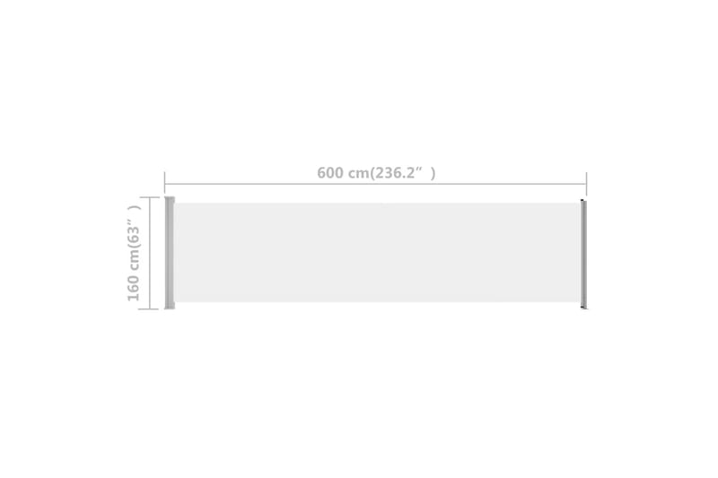 Uttrekkbar sidemarkise 600x160 cm kremhvit - Krem - Balkongmarkise - Markiser - Sidemarkise - Balkongbeskyttelse