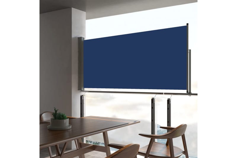 Uttrekkbar sidemarkise 60x300 cm blå - Hagemøbler - Solbeskyttelse - Markiser - Balkongmarkise