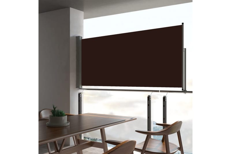 Uttrekkbar sidemarkise 60x300 cm brun - Hagemøbler - Solbeskyttelse - Markiser - Balkongmarkise