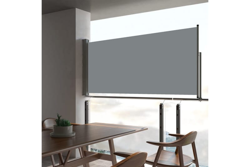 Uttrekkbar sidemarkise 60x300 cm grå - Hagemøbler - Solbeskyttelse - Markiser - Balkongmarkise