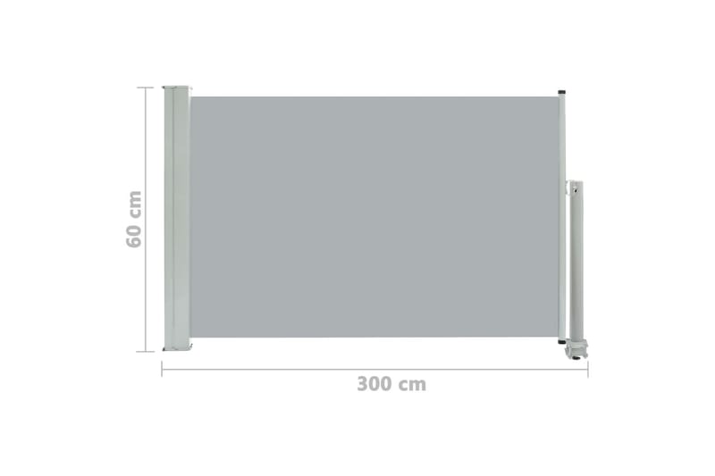 Uttrekkbar sidemarkise 60x300 cm grå - Balkongmarkise - Markiser - Sidemarkise - Balkongbeskyttelse