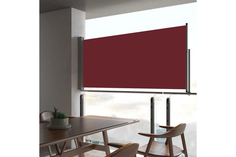 Uttrekkbar sidemarkise 60x300 cm rød - Hagemøbler - Solbeskyttelse - Markiser - Balkongmarkise