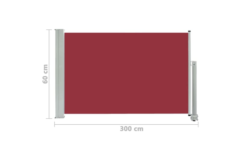 Uttrekkbar sidemarkise 60x300 cm rød - Hagemøbler - Solbeskyttelse - Markiser - Balkongmarkise