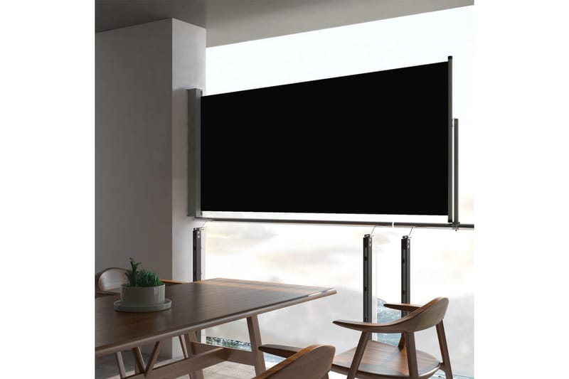 Uttrekkbar sidemarkise 60x300 cm svart - Hagemøbler - Solbeskyttelse - Markiser - Balkongmarkise