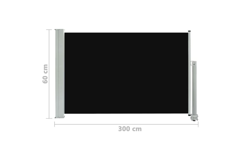 Uttrekkbar sidemarkise 60x300 cm svart - Hagemøbler - Solbeskyttelse - Markiser - Balkongmarkise