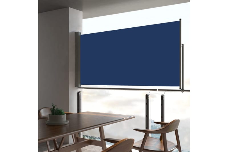 Uttrekkbar sidemarkise 80x300 cm blå - Hagemøbler - Solbeskyttelse - Markiser - Balkongmarkise