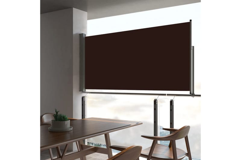 Uttrekkbar sidemarkise 80x300 cm brun - Hagemøbler - Solbeskyttelse - Markiser - Balkongmarkise