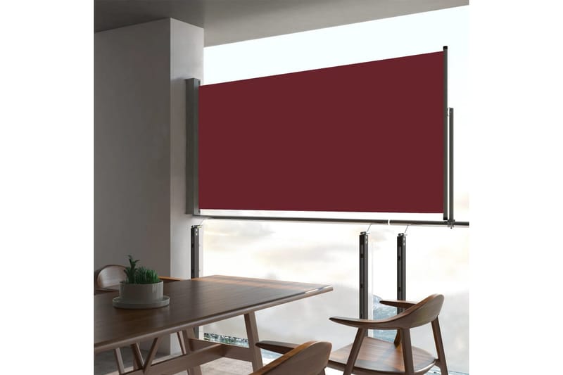 Uttrekkbar sidemarkise 80x300 cm rød - Hagemøbler - Solbeskyttelse - Markiser - Balkongmarkise