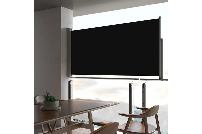 Uttrekkbar sidemarkise 80x300 cm svart - Hagemøbler - Solbeskyttelse - Markiser - Balkongmarkise