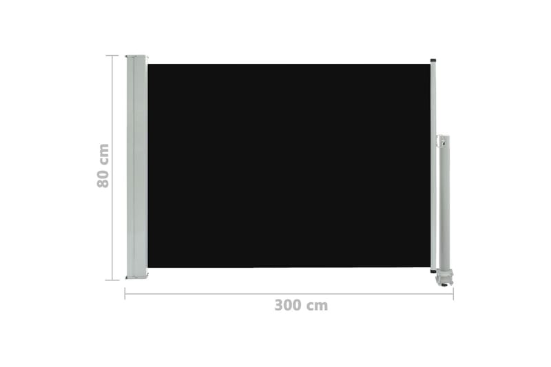 Uttrekkbar sidemarkise 80x300 cm svart - Hagemøbler - Solbeskyttelse - Markiser - Balkongmarkise