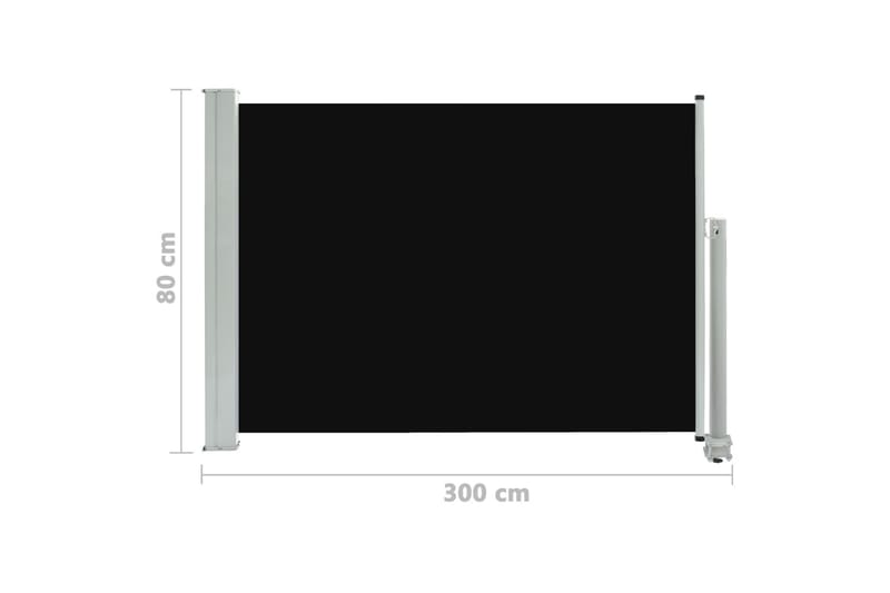 Uttrekkbar sidemarkise 80x300 cm svart - Balkongmarkise - Markiser - Sidemarkise - Balkongbeskyttelse