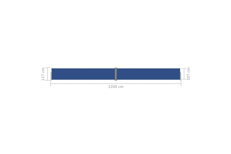 Uttrekkbar sidemarkise blå 117x1200 cm - Blå - Balkongmarkise - Markiser - Sidemarkise - Balkongbeskyttelse