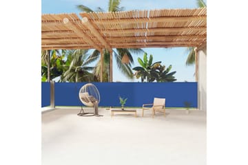 Uttrekkbar sidemarkise blå 140x1200 cm - Blå - Hagemøbler - Solbeskyttelse - Markiser - Balkongmarkise
