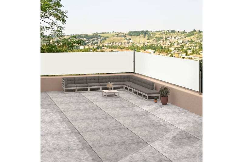 Uttrekkbar sidemarkise kremhvit 117x1200 cm - Krem - Hagemøbler - Solbeskyttelse - Markiser - Balkongmarkise