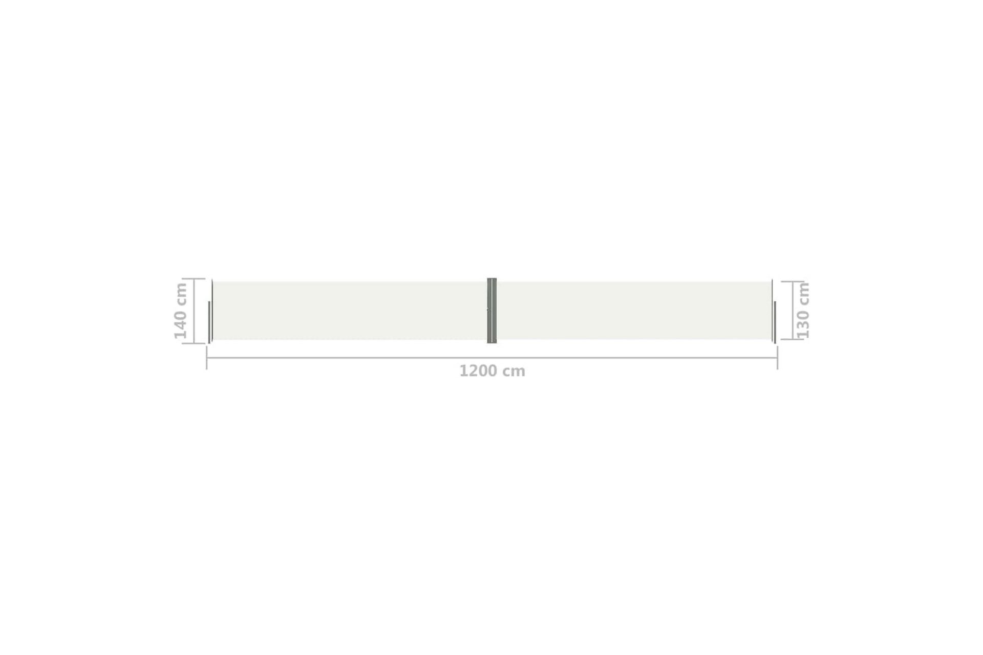 Uttrekkbar sidemarkise kremhvit 140x1200 cm - Krem - Hagemøbler - Solbeskyttelse - Markiser - Balkongmarkise