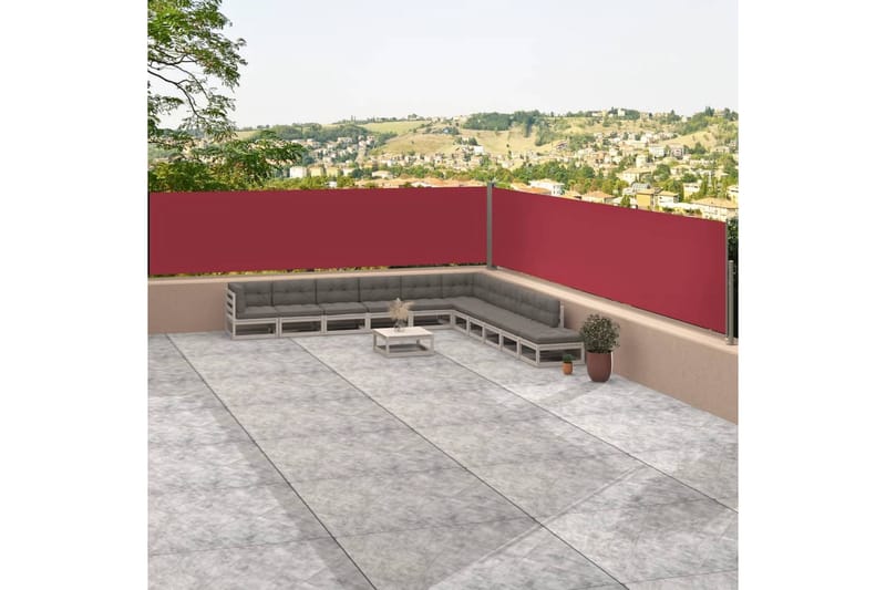 Uttrekkbar sidemarkise rød 117x1200 cm - Rød - Hagemøbler - Solbeskyttelse - Markiser - Balkongmarkise