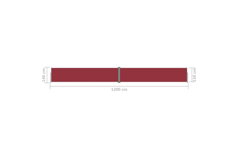 Uttrekkbar sidemarkise rød 140x1200 cm - Rød - Balkongmarkise - Markiser - Sidemarkise - Balkongbeskyttelse